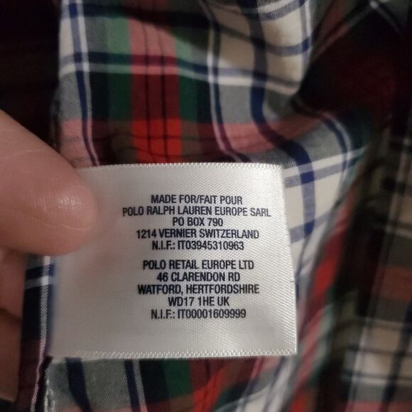 Ralph Lauren Shirt Men's Large (14-16) Red Blue Green White Plaid Cotton Button - Picture 6 of 16
